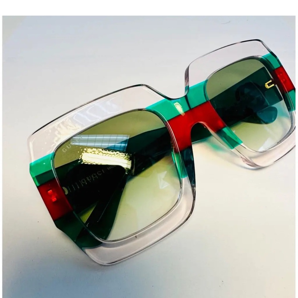 Gucci Green and Red Modern Sunglasses